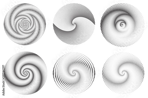 Fototapeta Naklejka Na Ścianę i Meble -  Dotted Halftone Vector Spiral Pattern or Texture