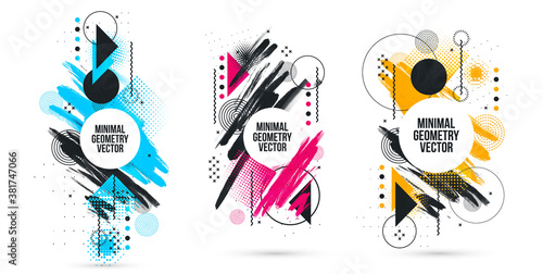 Vector frame for text Modern Art graphics for hipsters . dynamic frame stylish geometric black background with gold. element for design business cards, invitations, gift cards, flyers and brochures