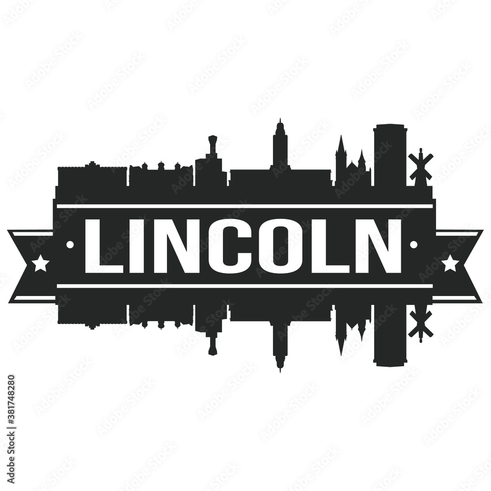 Lincoln Skyline Silhouette Design City Vector Art Logo.