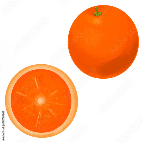 juicy orange whole and in half