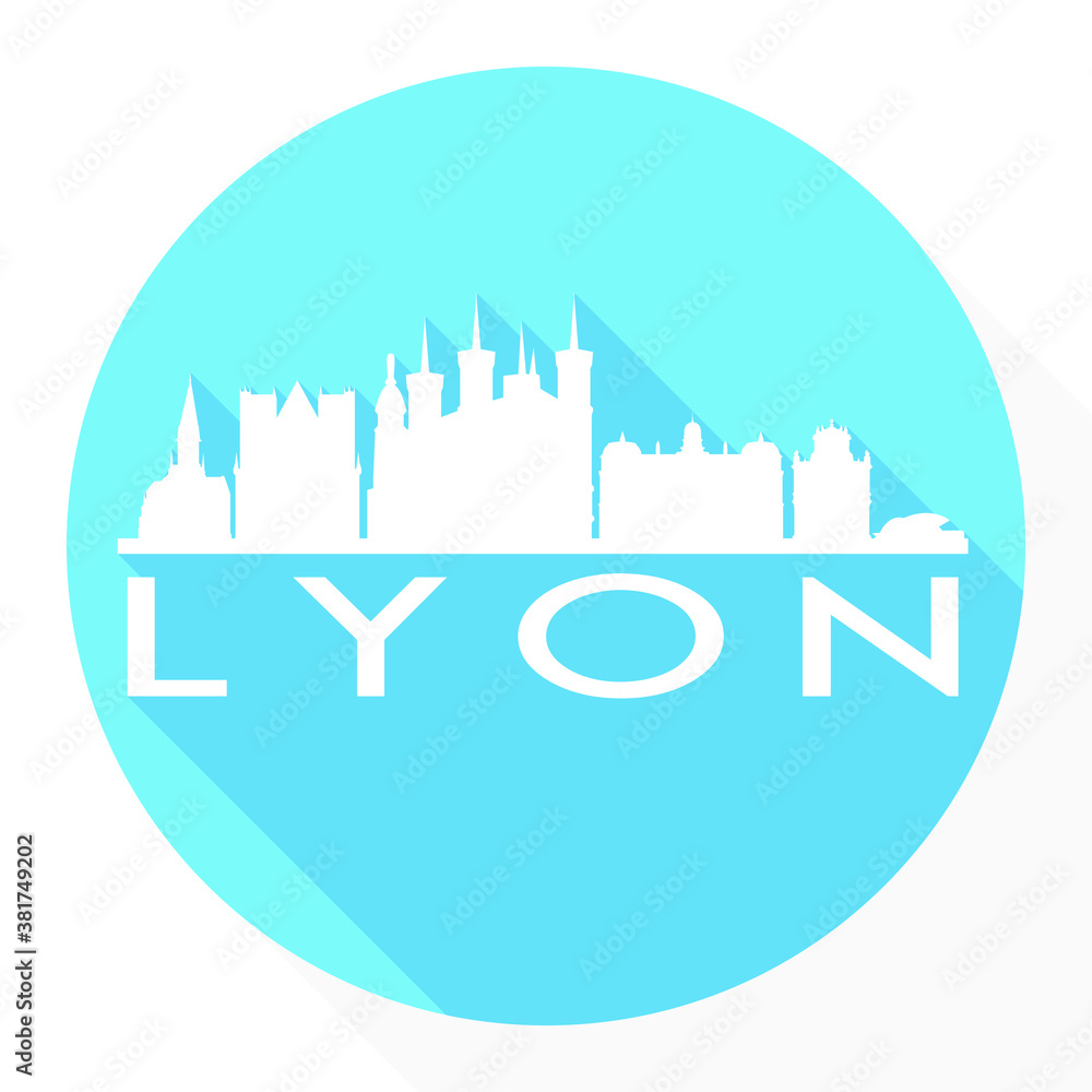 Lyon France Flat Icon Skyline Silhouette Design City Vector Art.