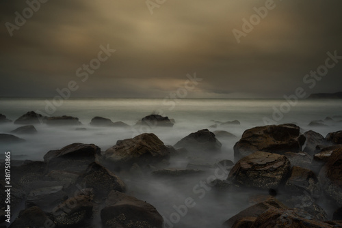 stormy sea at sunset