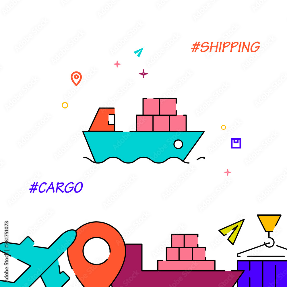 Container ship filled line icon, simple illustration Container ship filled line icon, simple illustration