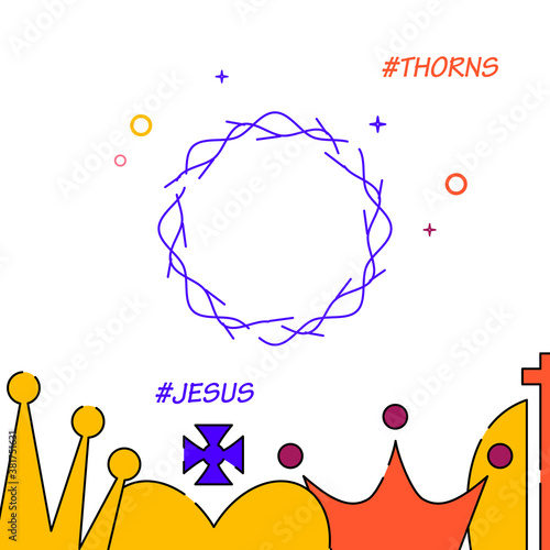 Fototapet Crown of thorns filled line icon, simple illustration