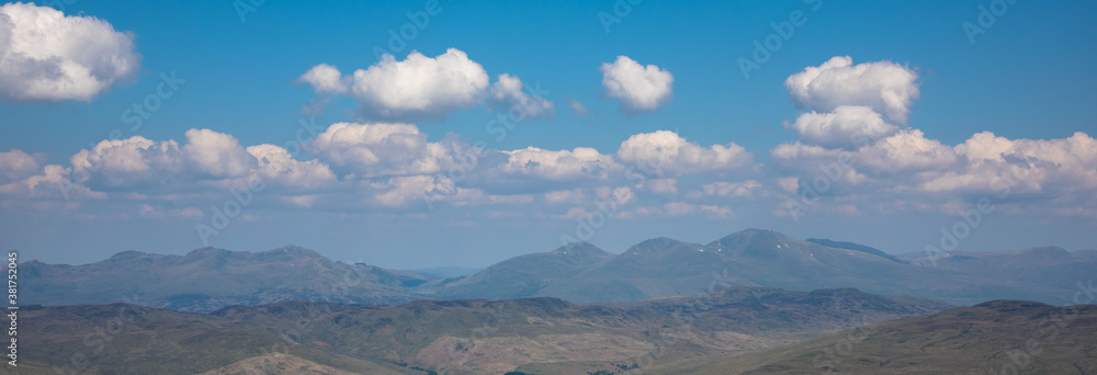 Summits of Grampians region panorama - Ben Lawers, Meall nan Tarmachan, Meall Ghaordaidh, Ben More and Cruach Ardrain