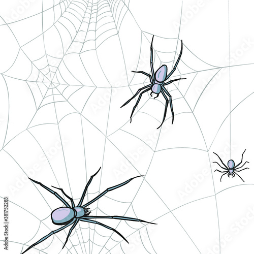 Spiders on spiderwebs - halloween spiders 