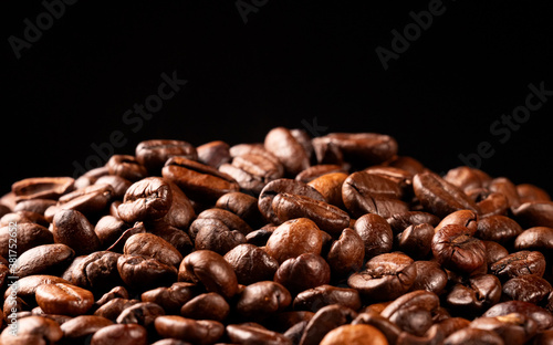 Close-up view of freshly roasted coffee beans.