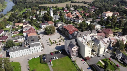 rynek w Starym Bohuminie w Czechach z lotu ptaka photo