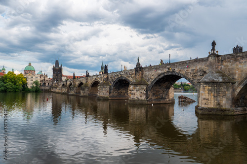 Charles Bridge with the Old Town Bridge Tower in Prague. © Petr