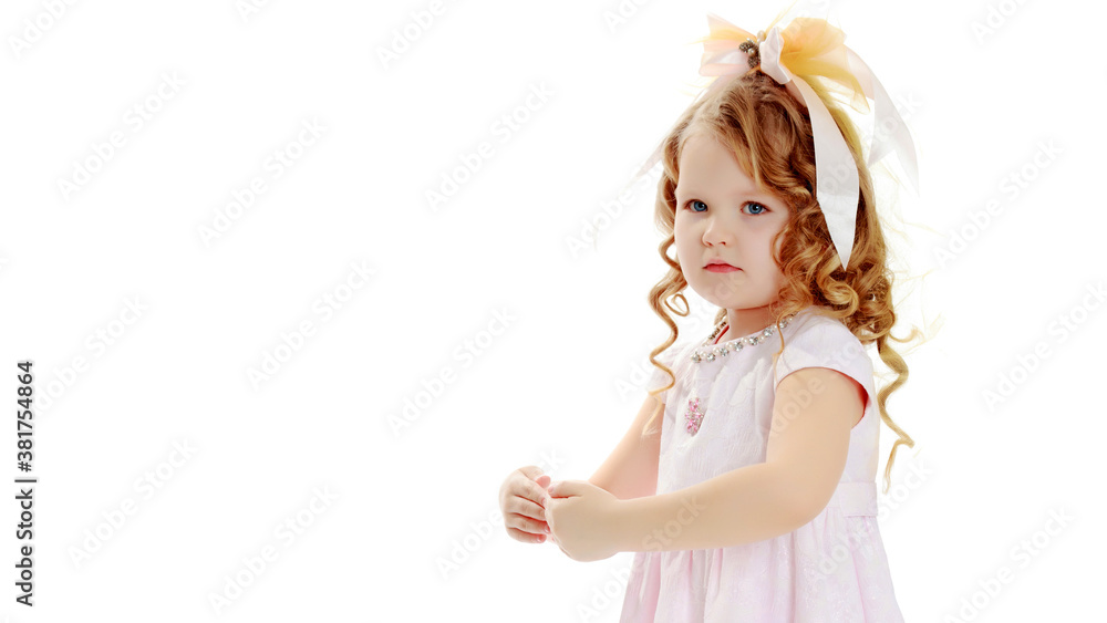 Portrait of a little girl close-up.Isolated on white background. Portrait of a little girl close-up.Isolated on white background.