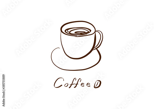 コーヒーカップとコーヒー豆のイラスト