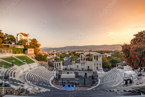 Wallpaper Mural Roman theatre of Philippopolis in Plovdiv, Bulgaria.Panorama of the ancient Amphitheatre in Plovdiv Torontodigital.ca