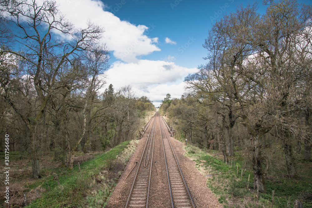 Railway in the afternoon in the countryside Railway in the afternoon in the countryside