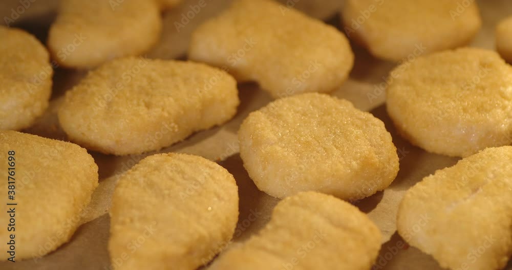 Timelapse Delicious nuggets are cooked in oven. Timelapse Delicious nuggets are cooked in oven.