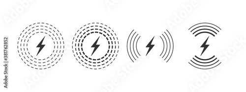 Wireless charging linear style. Wireless charging icon concept. Charging icons set for web and animation. Vector illustration