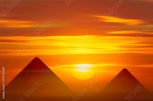 pyramid at sunset