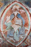Dio Padre benedicente; affresco di Giovanni e Battista Baschenis nella chiesa dei sani Filippo e Giacomo e Segonzone (Trentino)