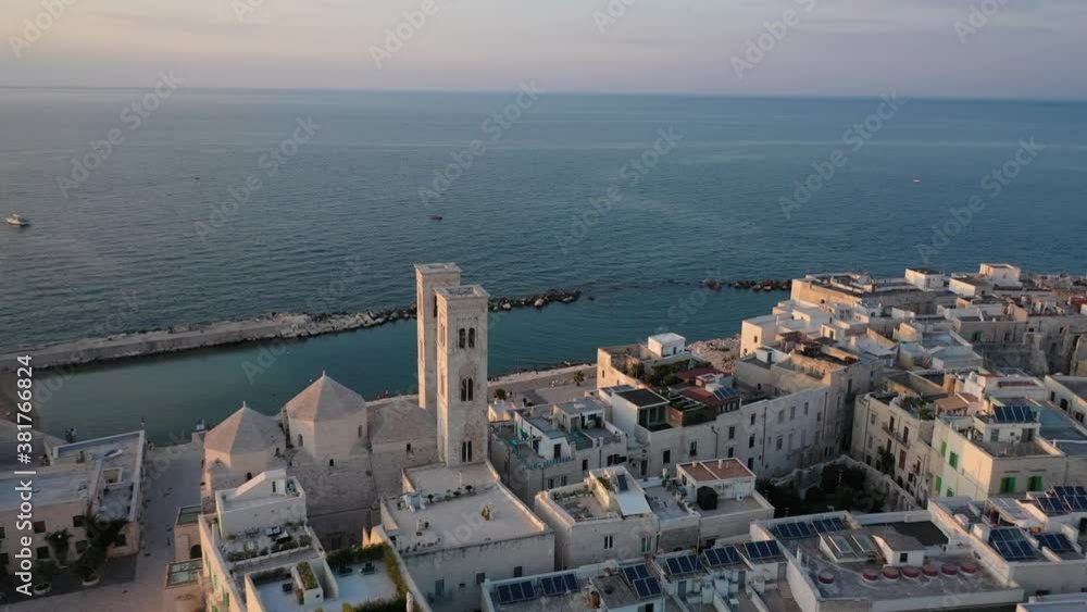 Beautiful panoramic aerial 4K video from flying drone on Molfetta