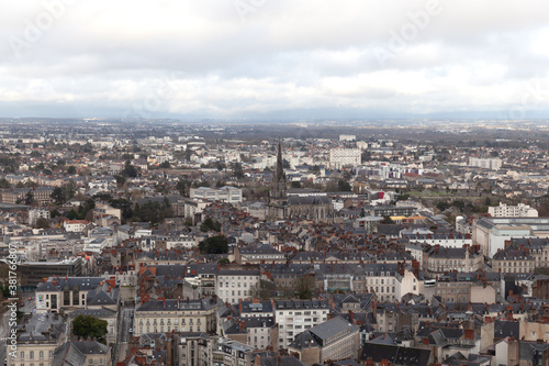 Aerial view of Nantes with Saint-Clement, France