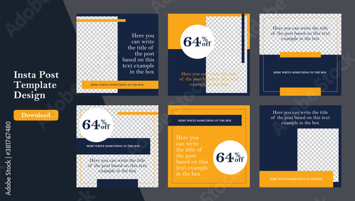 Social media post template collection. Trendy editable Instagram Post and Stories template. Instagram frame, design for social media, backgrounds for instagram in vector illustration.