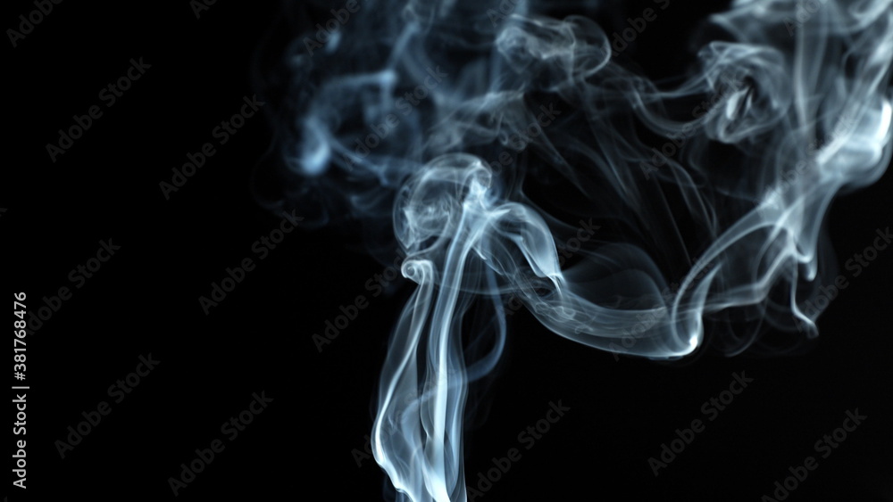 Gray Smoke On Black Background Jet Rises Up. Smoke Dissipates. Gray Smoke On Black Background Jet Rises Up. Smoke Dissipates.