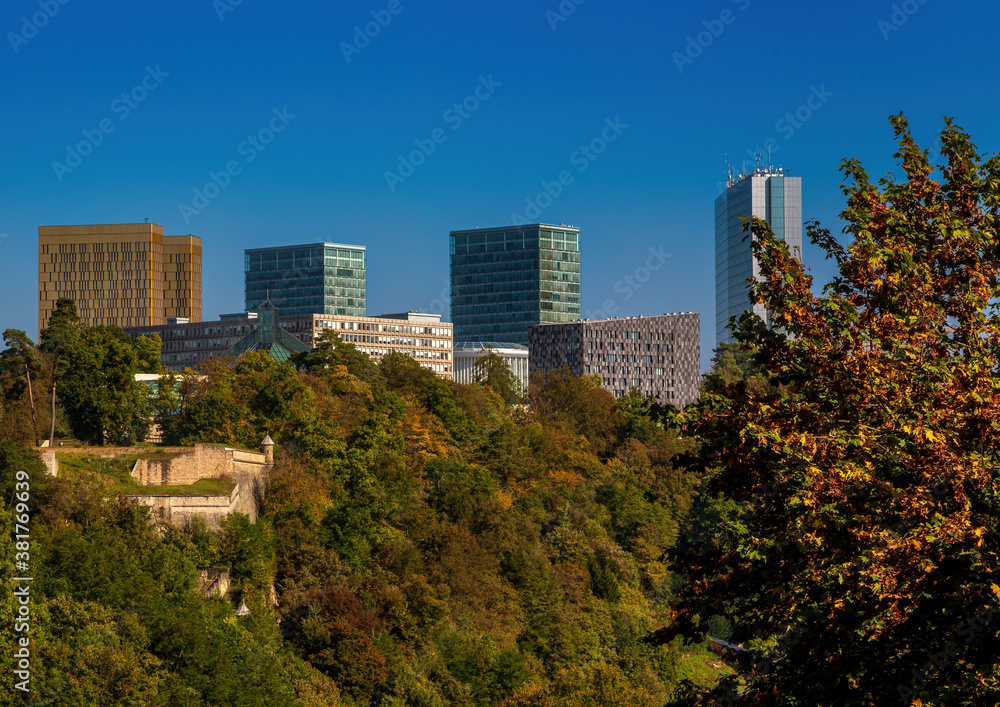 View over Luxembourg to the EU quarter from the Casemates de la Pétrusse View over Luxembourg to the EU quarter from the Casemates de la Pétrusse