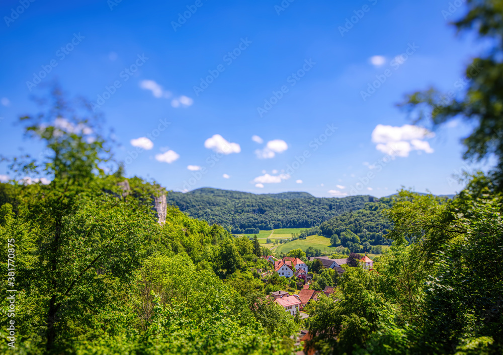 Landscape shot of the Franconian Switzerland near Streitberg