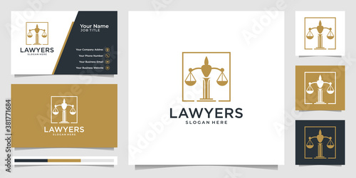 Symbol of the law of premium justice. law firm, law offices, attorney services, luxury logo design inspiration. Premium Vector