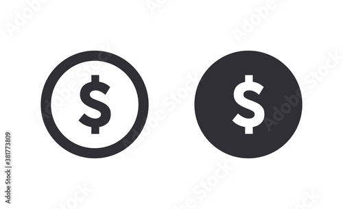 Coin icon. Dollar sign. Dollar symbol. Dollar coin. Bank payment symbol. Finance symbol. Currency symbol. American currency. Money symbol. American dollar. Cash icon. Currency exchange.