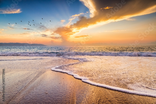 Canvas Print Beach Sunset Beautiful Ocean Seascape Scenic Sunrise Inspirational Divine Landsc