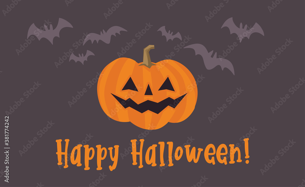 Happy Halloween design. Cute pumpkin with carved smile face, spooky season. Funny illustration. Trick or treat decoration. Happy Halloween design. Cute pumpkin with carved smile face, spooky season. Funny illustration. Trick or treat decoration.