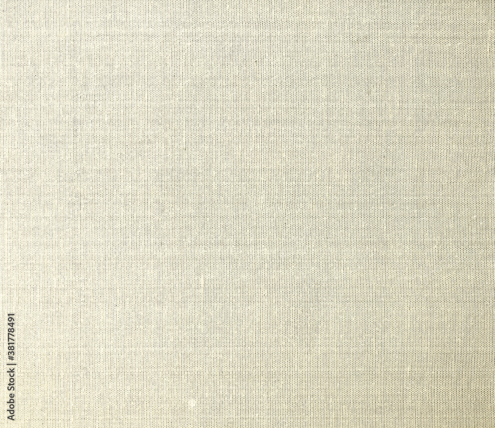 Fototapeta premium Natural cream linen fabric texture background, beige canvas textile material with woven pattern for interior design