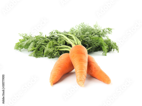 Fresh ripe juicy carrots isolated on white