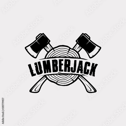 Lumberjack Axe Logo Design Vector