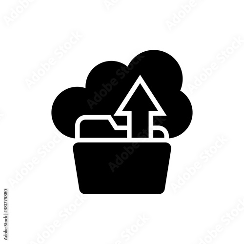 Data Upload Solid Icon Style Illustration. 