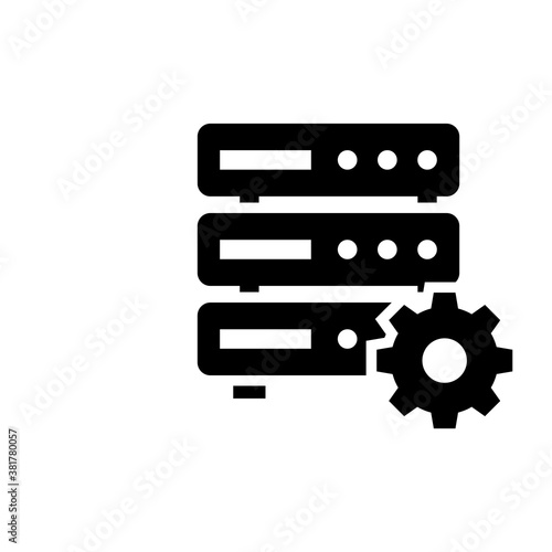 Dedicated Server Solid Icon Style Illustration. 