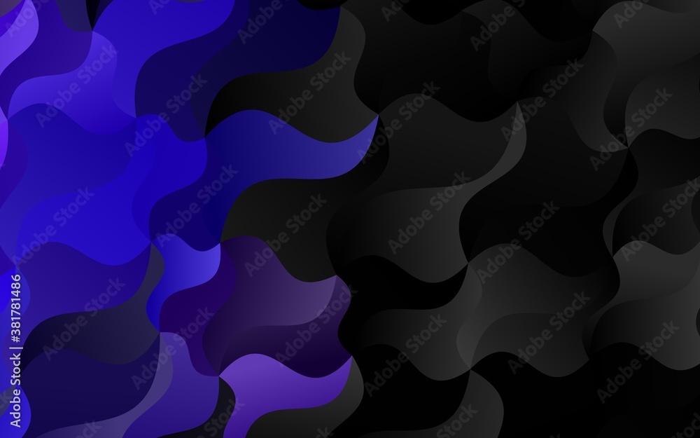 Dark Purple vector template with bent lines. Blurred geometric sample with gradient bubbles.  A completely new template for your business design.