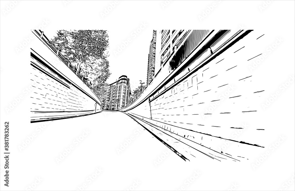 Fototapeta premium Building view with landmark of Beirut is the capital and largest city of Lebanon. Hand drawn sketch illustration in vector.