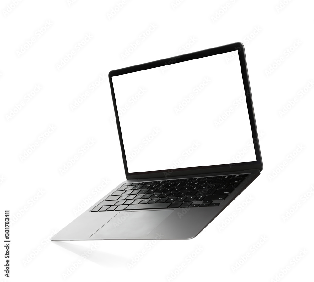 Laptop with blank screen isolated on white. Mockup for design Laptop with blank screen isolated on white. Mockup for design
