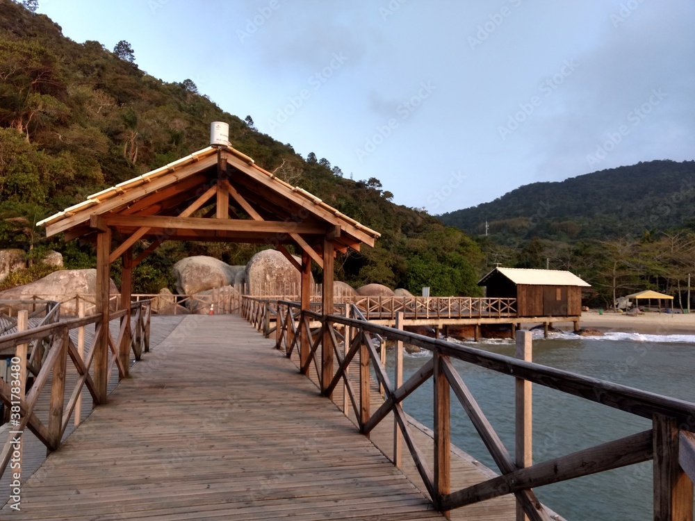 wooden deck over the beach - balneario camboriu santa catarina brazil wooden deck over the beach - balneario camboriu santa catarina brazil