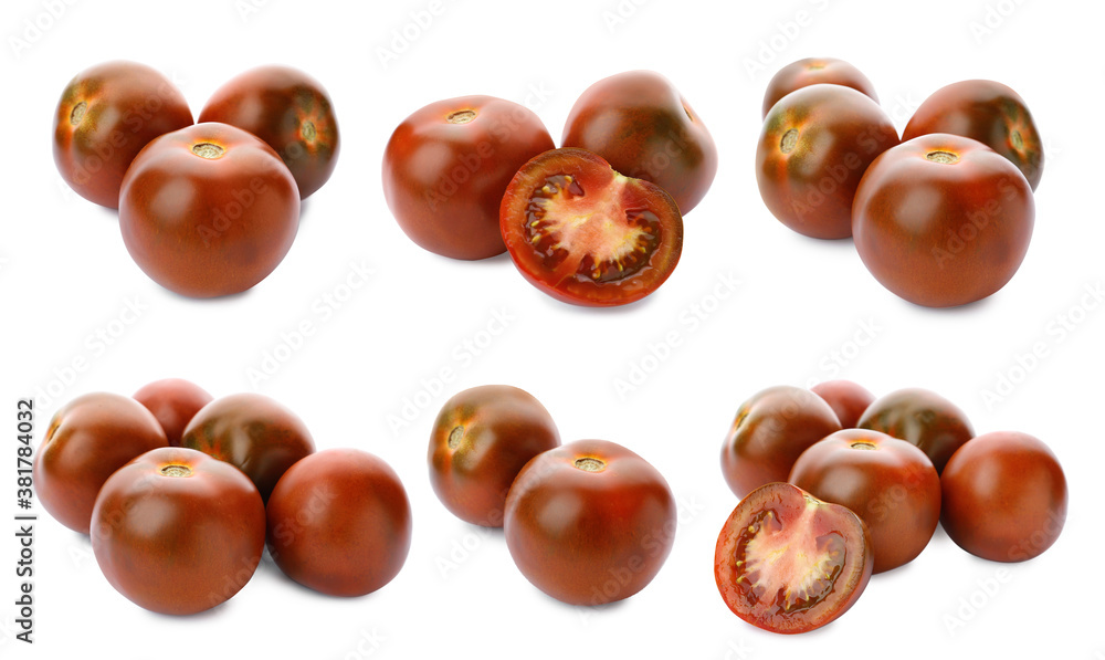 Obraz premium Set of ripe tomatoes on white background