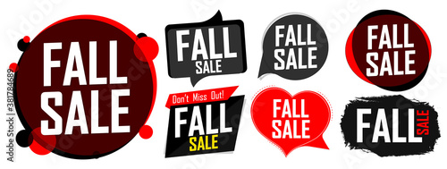 Set Fall Sale banners, Autumn discount tags design template, vector illustration