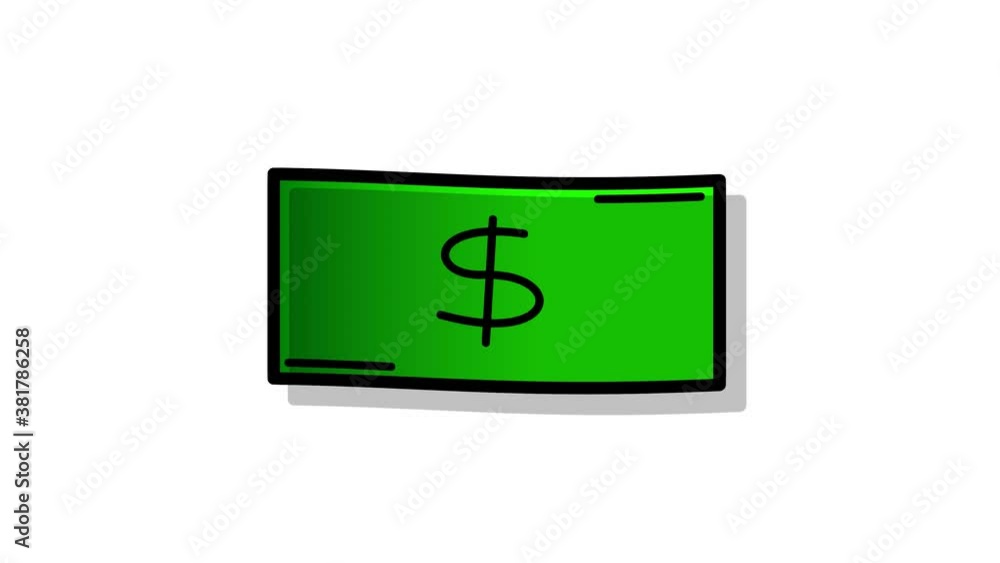 A united states dollar bill animation of a financial fiat currency note. A united states dollar bill animation of a financial fiat currency note.