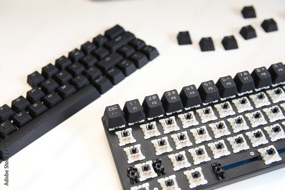 Close-up of Mechanical Keyboard Showing Keyswitch. Close-up of Mechanical Keyboard Showing Keyswitch.