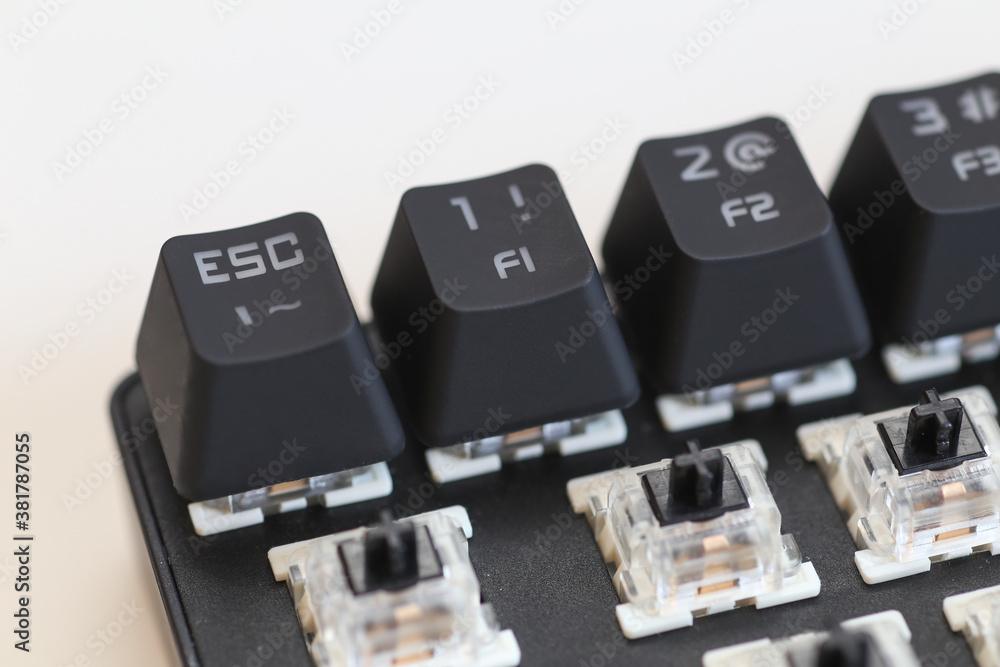Close-up of Mechanical Keyboard Showing Keyswitch. Close-up of Mechanical Keyboard Showing Keyswitch.
