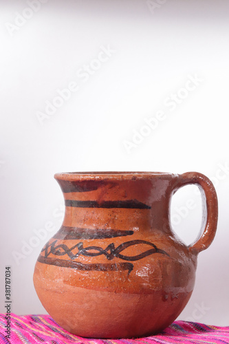 Clay jar with white background