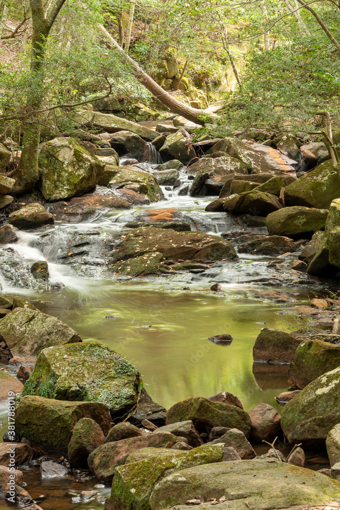Water flow in Ruri valley in Sonobe, Nantan city, Kyoto, Japan in summer Water flow in Ruri valley in Sonobe, Nantan city, Kyoto, Japan in summer
