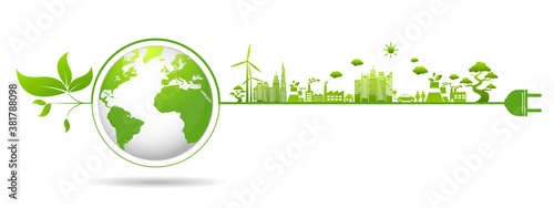 Ecology concept and Environmental ,Banner design elements for sustainable energy development, Vector illustration