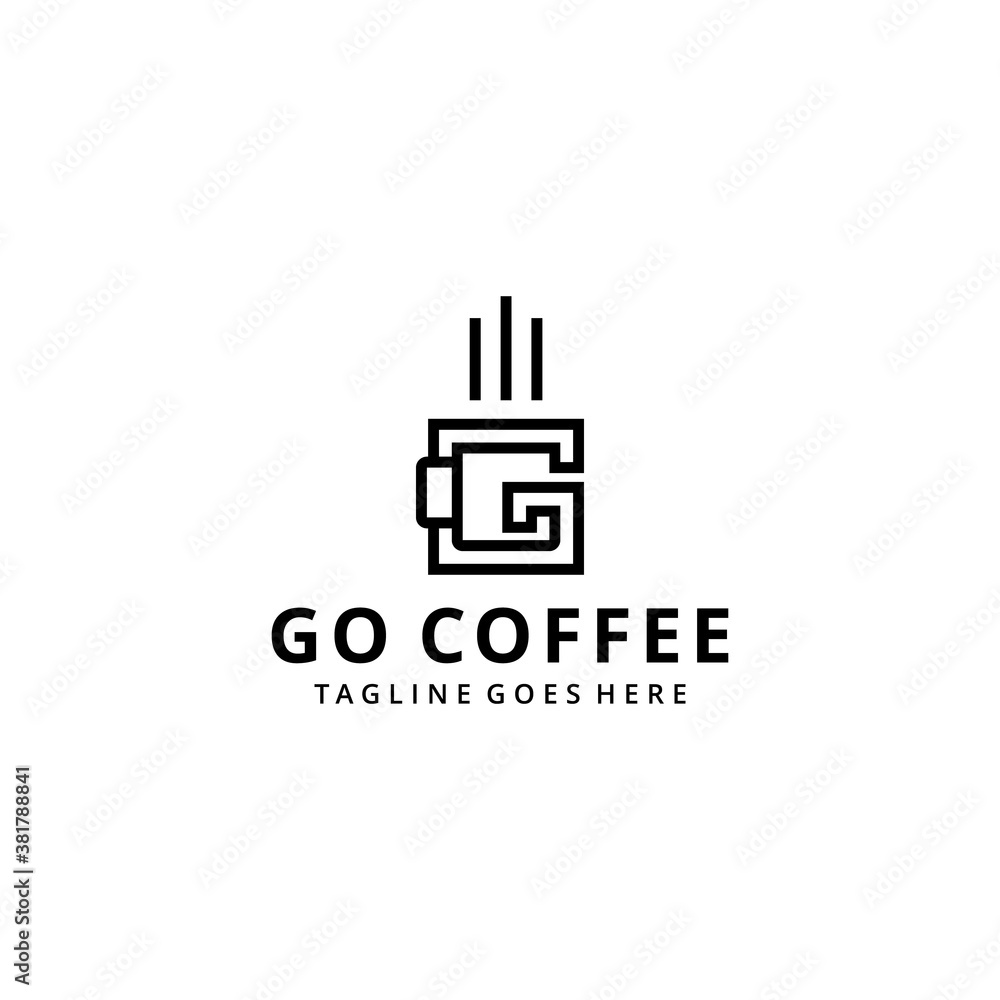 Illustration modern coffee cup drink with G sign logo design template