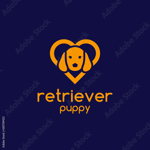 Retriever Puppy Dog Logo Design, cute logo, animal design concept, lovely dog